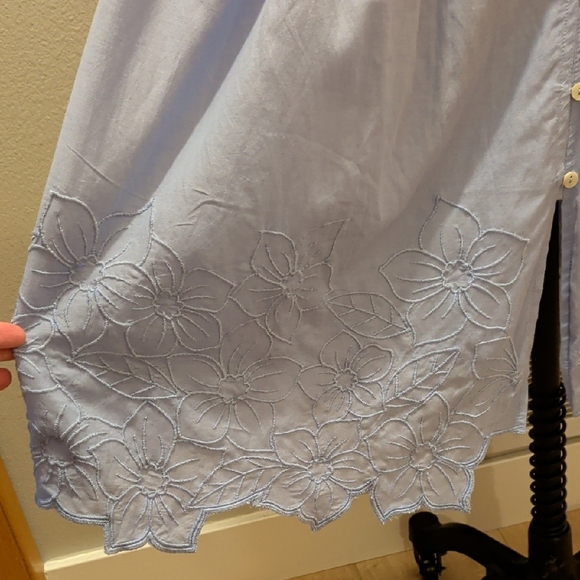 Embroidered Blue Sleeveless Dress - Picture 4 of 7